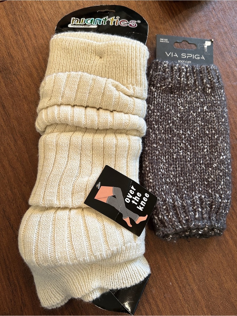 Via Spiga Boot Cuffs Brown and Other Brand Cream Knit Over the Knee